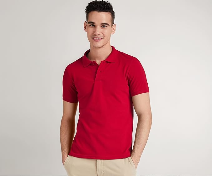 Amazon Brand – Symbol Men’s Cotton Rich Solid Polo Tshirt | Collar Tshirts | Half Sleeves | Plain-Regular Fit (Available in Plus Sizes and Combo Pack of 2)